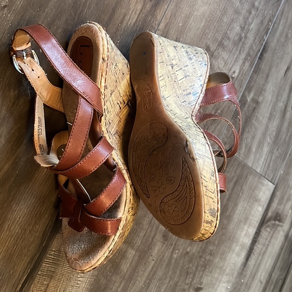 Born wedge sandal in brown leather with cork platform and rubber sole - Picture 8 of 8